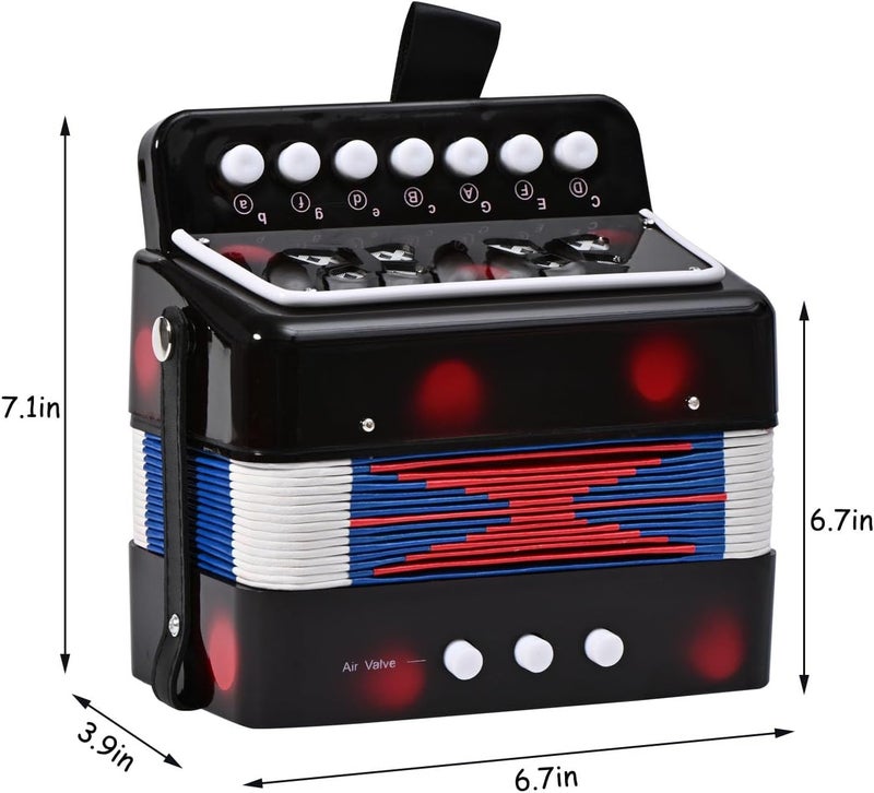 LIEKE Accordion 10 keys Button Accordion Toy for kids,Musical Instrument,Mini Accordian for Children Beginners (Black) - Image 3
